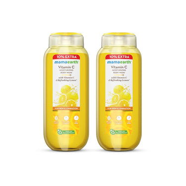 Mamaearth Vitamin C Moisturizing Body Wash with Vitamin C & Refreshing Lemon Scent for Skin Illumination- 275ml | Deeply Cleanses | Intensely Moisturizes | Long-Lasting Fragrance | Radiant Glow | All Skin Types (Pack of 2)